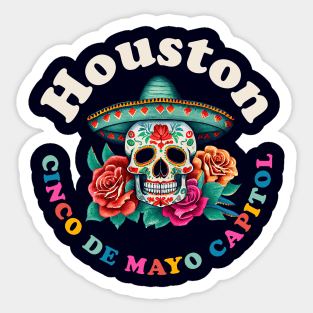 Houston Cinco de Mayo 2023 Sugar Skull Texas Sticker